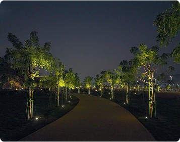 حديقة الجبل بمخطط الملك فهد - إنارة أرضية مبتكرة